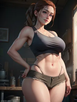 Abby from The Last of Us is a stunning character with a perfect body that is mesmerizing and captivating. Her ultra-detailed photorealistic body, large breasts, bust, cargo pants, combat boots, and ponytail make