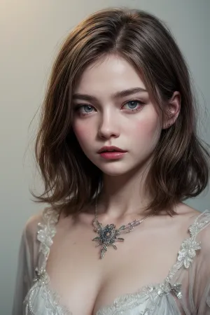 Das Porträt von Thylane Léna Rose Blondeau ist ein Meisterwerk von hyperdetailierter Schönheit, das jedes Detail ihres Gesichts und ihres Körpers erfasst, so dass es so aussieht, als ob sie von innen leuchtet