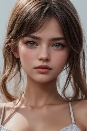 Thylane Léna Rose blondeau, एक 19 वर्षीय मॉडल के साथ एक shaggy लंबे बाल कट और luminism विवरण उसके bioluminescence चित्र में, एक सुरुचिपूर्ण मुद्रा के साथ खड़ा है। 8k का सिनेमा प्रभाव