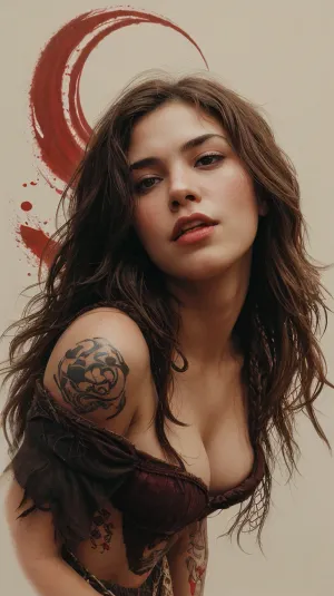 L'art photoréaliste d'une femme de Takato Yamamoto portant le nom de "Moana" dans le film Disney "Moana" est un chef-d'œuvre ultra-détaillé qui met en valeur ses caractéristiques sexy et audacieuse. Le style photoréaliste capture