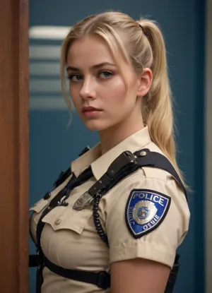 The police woman was entranced by the sight of a beautiful blonde 18 years old with ponytails woman. She ordered the AI to bring out more pictures of women in similar positions, and she couldn't help but feel aroused