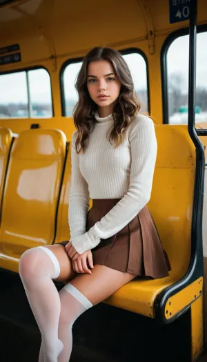 Meika Woollard, eine junge Frau mit perfekten Features und einem schlanken Körper, wurde in 8k Auflösung auf dem Bus gefangen. Ihre Schönheit wurde von Philippe Matignon mit Canon EOS R3 gefangen genommen, um die Schönheit ihres Chiaroscuro zu erfassen