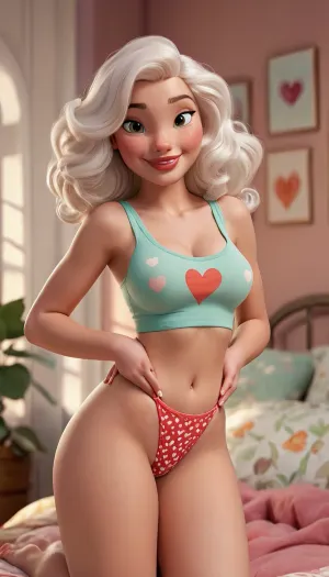 Pixar was a young girl with big boobs and cute face who loved to indulge in her favorite pastime of watching porn. One day, she stumbled upon an image of a beautiful woman with full breasts and smooth skin. She couldn't resist the
