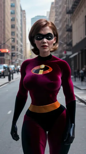 Helen Parr, the Incredible Hulk's mother, was seen walking confidently towards her destination in New York City. Her muscles rippled under her skin as she walked confidently towards her destination