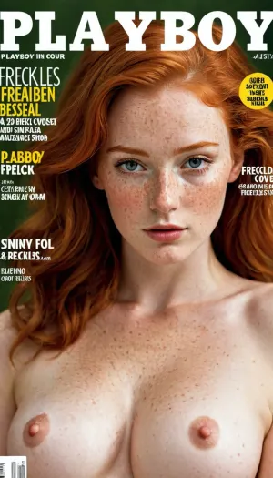 20歳の女性のヴィンテージイメージは、高品質の淡い肌、そばかす、ジンジャーヘアが雑誌カバーから撮影されました。 彼女は彼女の魅惑的な外観とセクシーなボディとPlayboyカバーガールの古典的な外観を持っていた