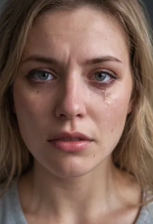 La imagen de la víctima era impactantemente realista, con lágrimas fluyendo por su cara y moretones cubriendo su cuerpo. El texto que acompaña al cuadro lee "imagen pornográfica generada por la IAI de una víctima de violencia doméstica