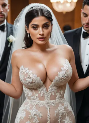 Gelin, odada sıcak bir kız ve üç adamla çantasız bir düğün elbise giydi. Koh KylieJenner en iyi kadındı ve üç erkek kocasıydı. Hepsi büyük boobs, curvy vücutları ve sıcak sıcak