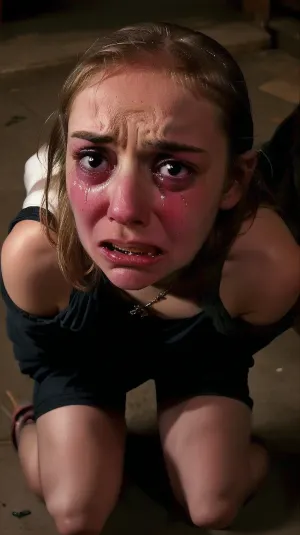 Una mujer está aterrorizada porque se da cuenta de que una imagen pornográfica generada por AI está siendo observada por una imagen pornográfica generada por AI de sí misma