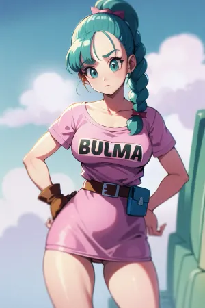 Bulma, la artista profesional, creó una obra maestra impecable con su generador de texto IA. La obra representaba un rostro perfecto con pechos medianos en una obra de arte profesional. La imagen fue acompañada por la palabra "bulma" escrita en letras atrevidas