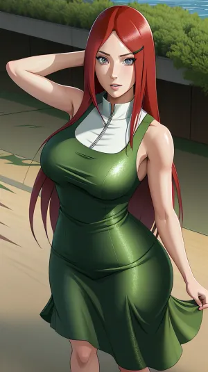 Uzumaki Kushina se tenait devant le grand tableau, admirant son chef-d'œuvre. Elle avait passé des heures à perfectionner chaque courbe et chaque ligne, en s'assurant que chaque pouce de son chef-d'œuvre était parfait. La robe verte qu'elle portait a parfaitement serré ses courbes