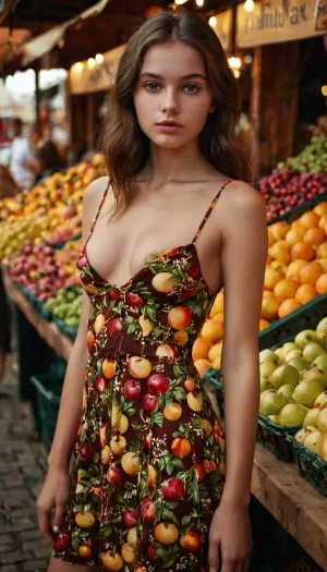 Das junge Brünette Mädchen stand vor dem Obstmarkt, ihr schlanker Körper und runde mittlere Brüste auf dem Display. Sie trug ein kurzes Kleid, das ihre langen Beine und die volle Körperansicht zeigte. Ihr Gesicht war perfekt, mit vollen Lippen und Piercing blau