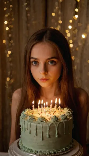 She was sitting in front of her computer, staring at the screen with a blank expression. Suddenly, she heard a knock on the door and turned to see her mother standing there with a cake in her hands. "Happy birthday, sweetie!" she