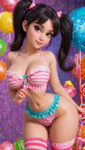 Un monde de bonbons où Vanellope, le personnage bien-aimé de Wreck-It Ralph, règne suprême. Avec ses gros seins et son attitude ludique, elle est un succès avec des fans de tous âges