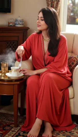那个女人闭上眼睛,喝一口咖啡