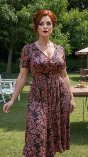 一张高清的4K超详细RAW照片,照片是一位适合的女子50 Yo看观众,穿着服装在户外聚会. 女人的头发发烧,长着3/4长的视线,4K高分辨率,最好