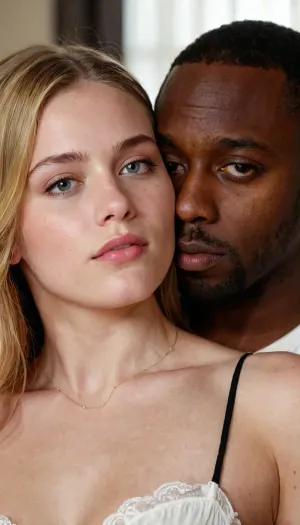 The young white girl was having promiscuous sex with a black man, and he took pictures of her in her lingerie set. He took his time exploring every inch of her body with his camera, and when he was done, he left the