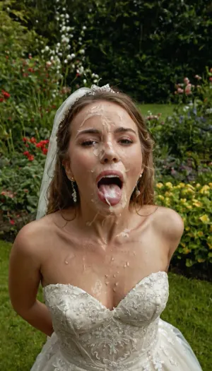 La femme prenait des photos d'elle-même dans sa robe de mariée quand elle entendait un bruit bruissant et se retournait pour voir un homme debout derrière elle. Il a fait sortir son téléphone et prenait des photos d'elle, ce qui la rendait gênée mais aussi excitée