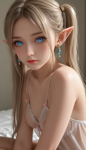 The girl in the picture is a model with long hair and beautiful symmetrical features. She has an innocent expression, as if she knows what you're thinking about her. Her complexion is flawless and she has very long, slender nails. Her