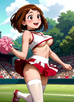एक आकर्षक लिफ्ट: uraraka ochako के प्लेफुल चीयरलीडर लीप इन मोबाइल स्क्रीन कैप