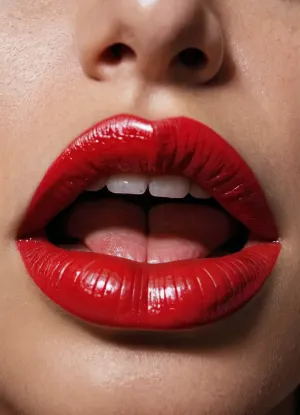 Extreme detailed lips, 8k, intricate details, slut kissing a nice big penis, extreme detail, focus on lips, gloss red lips, extreme close up, fake lips, detailed thick cock, kissing a dick