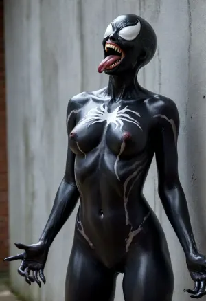Venomous symbiont: la donna di 30 anni dietro la parete maledetta di alta qualità body paint art