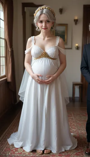 Young boy fuck granny, (gilf), 60 yo, pregnant grandma, full body in frame
