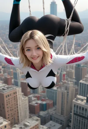Gwen stacy across the skyscrapers: a dance with danger and beauty in new york's heights