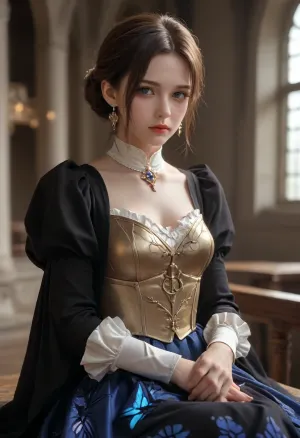 breathtaking beautiful woman wearing a, (butterfly dress), in The Haunted Mansion, Sitting . award-winning, professional, highly detailed, Glowing, Runes, Rune, Circle, Armor, Sword, <lora:564827_training_data:2>