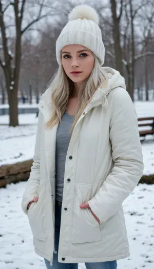Une inquiétude hivernale : la fille aux cheveux blancs et aux yeux bleus, garde son chef-d'œuvre de résolution absurde dans la neige

- Oui.

Au milieu d'un parc urbain enneigé, une jeune fille aux petits seins, aux cheveux blancs attachés bas dans une longue tresse, aux yeux bleus remplis d'inquiétude, se tenait dans une parka blanche et un jean blanc. Sa pomponnette s'est assise sur la tête, cachant la majorité de son visage. Au milieu du nouveau chef-d'œuvre de la chute, elle regarda loin de la scène de neige, les mains enfouies au fond de ses poches, se tenant sur un morceau d'image de haute résolution, absurdement détaillée, générée par l'IA, savourant sa meilleure qualité.