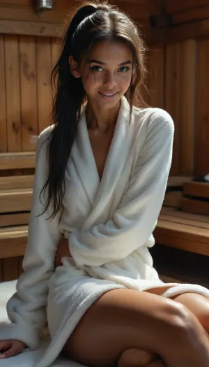 Ultra realistic, 8k, 3d effect, (((side view))), (((deep of the field))), (backlight), tiny Meika woollard, (dark mulatto), (((Absolut beautiful Perfect round face))), insta model, ((very sweet face)), (((small smile))), (((lying on her towel))), (((One leg bent))), (((big Public sauna))), (((Thick white open bathrobe))), ((Hands one back)), ((luxury wooden sauna)), (very slender body), (((Low Angel View))), ((from below)), (((vaginal Pussy closeup))), (((focus one Pussy))), ((focus one ass)), ((very hairy pussylips)), (very hairy pube), ((very Long Pubic Hair)), (((shiny wet Pussy))), ((dripping Vagina)), 20 years old, ((oiled skin)), (DARK makeup:1.2), ((very skinny)), ((black very straight strong high flat ponytail)), (teen girl:1.6), (((DARK inner pussylips))), ((big large inner pussylips)), ((wide gaping asshole)), <lora:DetailedEyes_V3:.6>, <lora:add-detail-xl:.7>, <lora:ahxl_v1:.4>, <lora:BUT_SDXL_SHS:1>