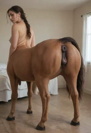 La mirada penetrante: el apego de un centaur en el dormitorio iluminado por la luna