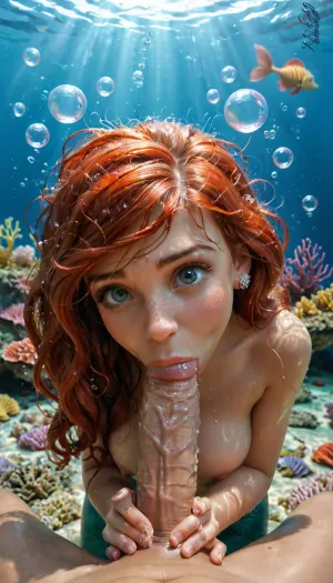 Ariel's secret delight: an unexpected deepthroat under the sea