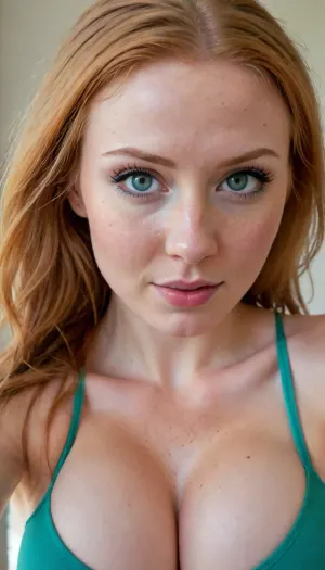 Beautiful 20yo French ginger babe, big natural boobs, big areolas, large nipples, slim body, flat belly, slender waist, very hairy ginger pussy, makeup, freckles, long sporty ponytail, clear blue eyes. fucking 1man, missionary. the man is grabbing her breasts, sexy smile, intense eye contact, pov, green, eyes, blue, brown, perfecteyes, large, breasts, big, boobs, huge, tits, <lora:PerfectEyesXL:.5>, <lora:256210_training_data:.8>, <lora:bombshell_v2:.8>