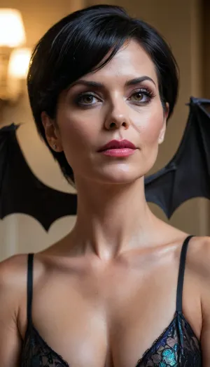 Milf, bat women, short hair, Black hair