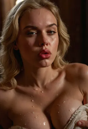((ultimate realistic photo)), RAW photo, UHD 8K, cinematic masterpiece, maximum quality, maximum details, incredible realism, Lux Nude People, score 9, score 8 up, score 7 up, woman, blonde, ((There was cum all over her face and breasts and on her clothes)), cumhair, cloth, ((cum realistic)), (cum details:1.4), breasts, bukkake, cockonhead, DEN_barbucci_styleMK3, <lora:Cumhair_SD15_V1:.5>, <lora:cum_on_cloth:.5>, <lora:bukkake_1:.5>, <lora:bukkake_v0.4:.5>, <lora:Pouting:.9>, ((pouting lips and frowning:1.4))
