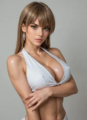 Alexis Rhodes “Alexis Rhodes, (YuGiOh), ” Nsfw sexy Ultra detailed, hyper-realistic woman, hourglass body, detailed face, light brown eyes, eye liner, athletic figure wearing shiny Duel Links Academy outfit, large, boobs, tits, <lora:bombshell_v2:.8>