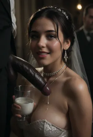 Une torsion du jour de mariage: bbc cum et le gokkun de la mariée persienne

- Oui.

Au cœur d'un grand lieu de mariage, le très grand pénis noir a dominé la scène. La joyeuse mariée persane dans sa robe de mariée sexy était engagée dans un rituel inhabituel. Le mari cocu blanc en costume en arrière-plan pleurait incontrôlablement. La femme tenait la coupe sous la bite noire, son sperme brillant et collant remplissant la coupe transparente au bord, avec 'BBC Cum' écrit dessus. Le sperme coulait des coins de ses lèvres alors qu'elle buvait le sperme, une pratique connue sous le nom de gokkun.