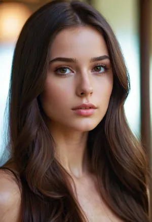 A 20 year old model slim brunette slut with long straight hair