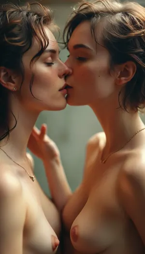 lesbians kissing nude, <lora:MJ52:.8>