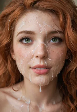29 year old woman, (shocked and happy), close shot of bukkake on face and breasts, cumshot, facial portrait picture of her face in cum facial, realistic skin with pores and light freckles, with natural minimal makeup, dark green eyes, excessive loads of long Cumshots on her face, cum on her long eyelashes, Cum on her eyelids, Cum on her cheeks, her face dripping with Cum, Cum on her lips. cum on hair, cum dripping from closed mouth, merida woman, cum on face, bukkake, cum, <lora:JustCum:2>, <lora:add-detail-xl:1.3>, <lora:MS_Real_XL_Bukkake:2>