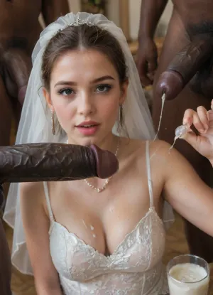 interracial, very thick and veiny black penis, black eye, The happy curvy sexy Persian chubby Bride in glamour and luxury wedding dress, in wedding ceremony, (many people in back ground), . young cute sexy slut, excusive cum draping girl chain' excusive cum draping from black penis, high quality sperm texture, cum textures, ((eating excusive semen from transparent cup)), there is glossy and sticky cum in cup, cup full of sperm, cum swallowing, ((gokkun)), excusive cum dripping lips, excusive cum on clothes, (((giant black dick purring sperm on the glass))), cum dripping from the corners of her lips, happy, woman, cum, on, face, close_up_detailed_shot_of1, <lora:dAIversityUnderstandingXLRealistic:2>, <lora:happy_v2:1.3>, <lora:JustCum:1.4>, <lora:close_up_detailed_shot_of1:2>