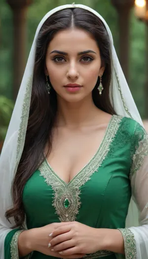a very beautiful الرياض woman, background الرياض, green, white, full view