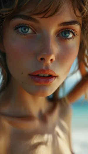 Professional scenic photo, Extremely realistic detailed, ultra realistic smart incredibly beautiful seductive face, young escort woman, super model, 18 years old, (very slim, anorexic figure), long very shapely legs, narrow waist, looks directly at the viewer, stylish long straight multicolored rainbow, (long legs, perfect legs, sensual Seductive, big bright blue eyes, beautiful eyes), flirtatious excited expression, ((posing over viewer on a detailed scenic tropical island beach)), ((erotic nude)), ((viewed from below:1.3)), Focus on meaty realistic vagina, detailed oiled skin, vibrant colors, realistic smooth deeply tanned skin, highly detailed, entire body, ultra realistic, (white skin. smile), HDR photo, best quality, ultra-detailed, masterpiece, finely detail, highres, 8k wallpaper, photorealistic, perfect illumination, best shadow, best shot, ((engaging view)), full scene picture, bhands, perfect fingers, little hands, (5/6th body:1.5), the woman is looking with amazement at viewer, (looking up), detailxl, perfecteyes, <lora:MJ52:.7>, <lora:lora-sdxl-perfect-eyes:.5>, <lora:style_lora_realis:.7>