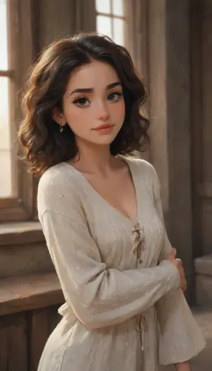 Photorealistic with perfect details, Cinematic, Masterpiece, HD, Sexy CGI.

Disha Patani beautiful young Indian woman with smooth, glowing, fair skin, long wavy brown hair, large almond-shaped brown eyes, arched eyebrows, a slender nose, and full, soft pink lips. She has a graceful oval face, high cheekbones, and a confident yet serene expression, wearing a glamorous, stylized Jedi Robe costume inspired by Star Wars— sleek, medieval form-fitting Gray Knitted Sexy Split Dress With Drawstring Hood, Long Sleeve, Cuff, High Slit, Distressed Fabric, Sweater Dress, feminine curves, golden-brown skin, emerald—green eyes, long wavy hair flowing, cute smile, confident pose, ancient jedi temple background, cinematic lighting, cosplay photoshoot aesthetic, ultra-detailed, high fashion meets sci-fi look. highlydetailedbody, realisticface, highlydetailedhair, insanelydetailed, 8K.highdetailedskin, highresolution, perfectfingers, (j_cartoon:1.5), Drawing, <lora:dishap:2>, <lora:detailed_notrigger:1>, <lora:samdoesarts1.1-000030:.4>, <lora:J_cartoon:.3>, <lora:Animated_Concept:.4>