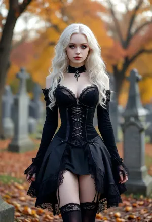 Beshine's enchanting autumn twilight: a gothic art fantasy in realistic anime style