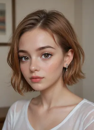 cute girl, 32yo, straight short bobcut ginger hair, cute pretty face, brown eyes, (((heart shaped pupils))), russian, petite, flirty, in love, ((hearts)), room in 80's style, heart-shaped, pupils, <lora:RMSDXL_Photo:.8>, <lora:heart-shaped_pupils_xl_v1:1.5>