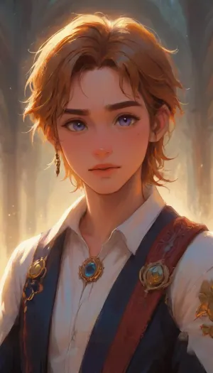 In the ancient kingdom of Aerenthia, nestled deep within the heart of Faerûn, walks Prince Damarion Thorne—a towering figure of regal power and primal strength. At just 24, Damarion commands the gaze of nobles and commoners alike. His dark brown skin gleams under the golden sun, a striking contrast to the wild, flame-tinged curls of his ginger hair. Broad-shouldered, athletic, and imposing, his every movement radiates confidence and masculine dominance. He wears his princely bearing like armor, unshakable and proud, forged through years of training and the weight of expectation.

Damarion strolls through the sprawling royal gardens—an oasis of ancient elven flora and druidic enchantments—in the company of two silent attendants, a pair of unnervingly identical human twins. Though fraternal in truth, they are impossible to tell apart. Both possess flawless porcelain skin, cascading platinum-blonde hair, and haunting violet eyes that shimmer with subdued emotion. One is male, the other female, but their beauty is so perfectly mirrored that even the most discerning eye falters. Supernaturally delicate and strikingly feminine, they move with ethereal grace, shadows trailing behind the prince like spirits bound by oath and spell.

The twins, Lyric and Lysira, are the personal slaves of King Kaedros—Damarion’s father. Taken from a distant northern land during a campaign of conquest, their origins are whispered about in court with mystery and suspicion. Despite their station, they are adorned in silk robes of pale violet and silver, their attire nearly indistinguishable, offering no clue to their gender or role. To the court, they are an enigma—living ornaments of the king’s will. To Damarion, however, they are something more. Raised beside him, trained in arts both arcane and carnal, they are extensions of his will, reflections of a part of himself kept hidden beneath his proud exterior.

As Damarion walks between the sculpted hedges and enchanted fountains, the twins glide at his side, silent but ever watchful. The garden hums with ancient magic, but it is the presence of this strange trio—the fierce prince and his hauntingly beautiful shadows—that turns heads and stirs stories in every corner of the kingdom., best quality, 8k, insane details, motion lines, intricate details, hyperdetailed, hyper quality, high detail, ultra detailed, professional, HDR, ray tracing reflection, cinematic lighting, highlydetailedbody, realisticface, highlydetailedhair, insanelydetailed, 8K.highdetailedskin, highresolution, perfectfingers, (j_cartoon:1.5), Drawing, tyxla, <lora:tyla_juggerX_xl_1_st_wocap-tyxla-000086:2>, <lora:detailed_notrigger:1>, <lora:samdoesarts1.1-000030:.4>, <lora:J_cartoon:.3>, <lora:Animated_Concept:.4>