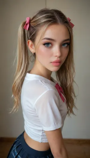The enchanting schoolgirl: a high-detail, realistic portrayal of youthful seduction