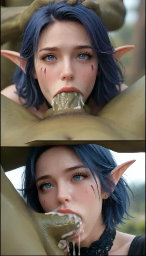 World of Warcraft, Sylvanas, medium tits, beautiful girl, exposed boobs, orgasm, rough sex, detailed face, ahegao, forest, torn clothes, night elf girl, missionary, pussy squirting, darkblue skin girl, blue hair, glowing night elf eyes, night elf face tattoos, (cock on face, balls on face), (huge, giant, green orc), blowjob, deepthroat, throat bulge, excessive cum on face, cum in mouth, dynamic positioning, cock, anime, hugest, man, ever, cumming