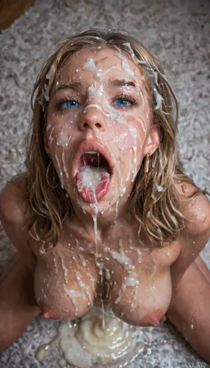 realistic cum, (cum on tits:1.4), cum on, (Cum flows:1.5), (cum on body:1.4), cum on hair, (cum on face:1.7), bukkake, ((body covered with semen)), (mouth wide open:1.4), (mouth filled with cum:1.5), beautiful face, (cum on hair:1.3), woman, cum, on, face, nude, full body view, massive tits, blonde hair, blue eyes, thick body, <lora:JustCum:1.4>, <lora:678016_training_data:1.9>, <lora:cum_in_eye_deepmind:1.4>